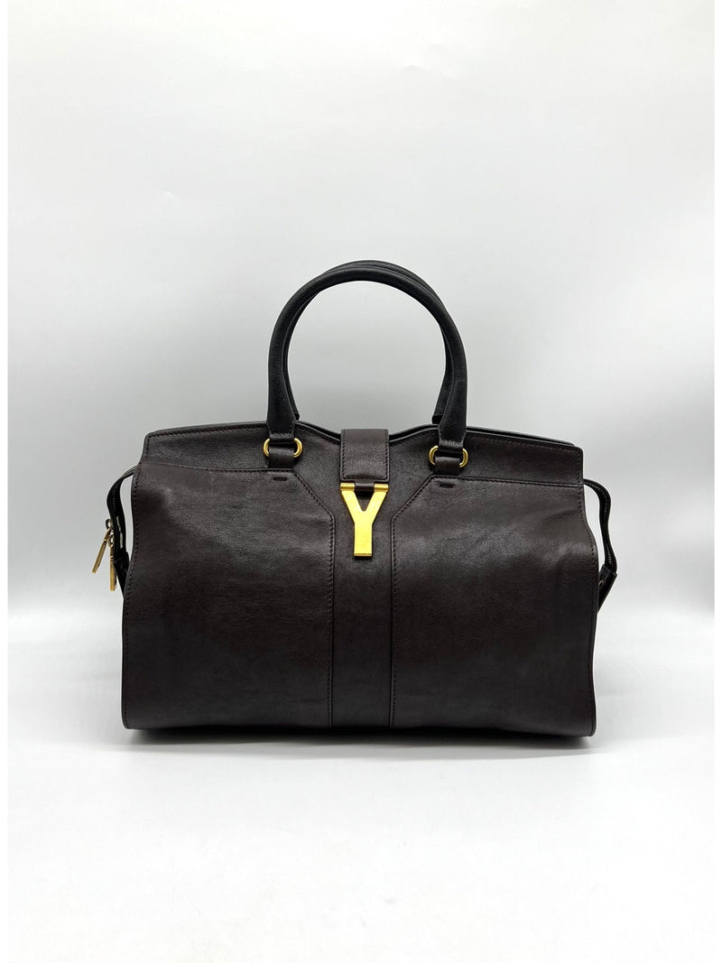 Yves Saint Laurent YSL Cabas Chyc Black Leather Satchel