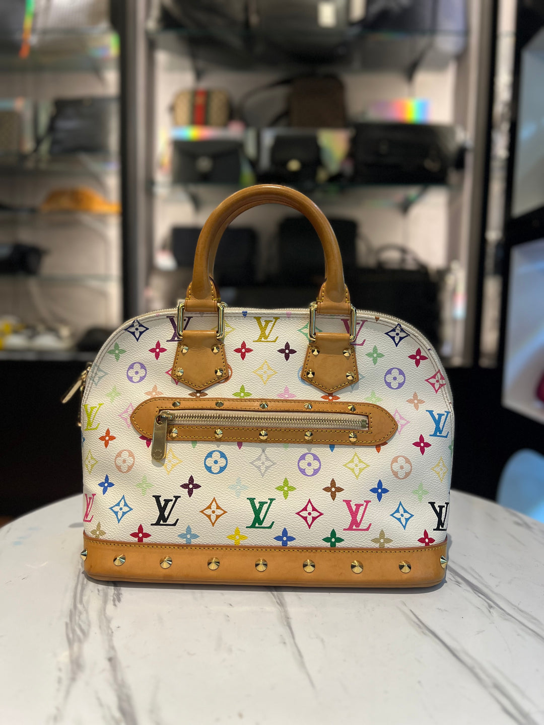 LOUIS VUITTON Monogram Multicolor Alma White Bag