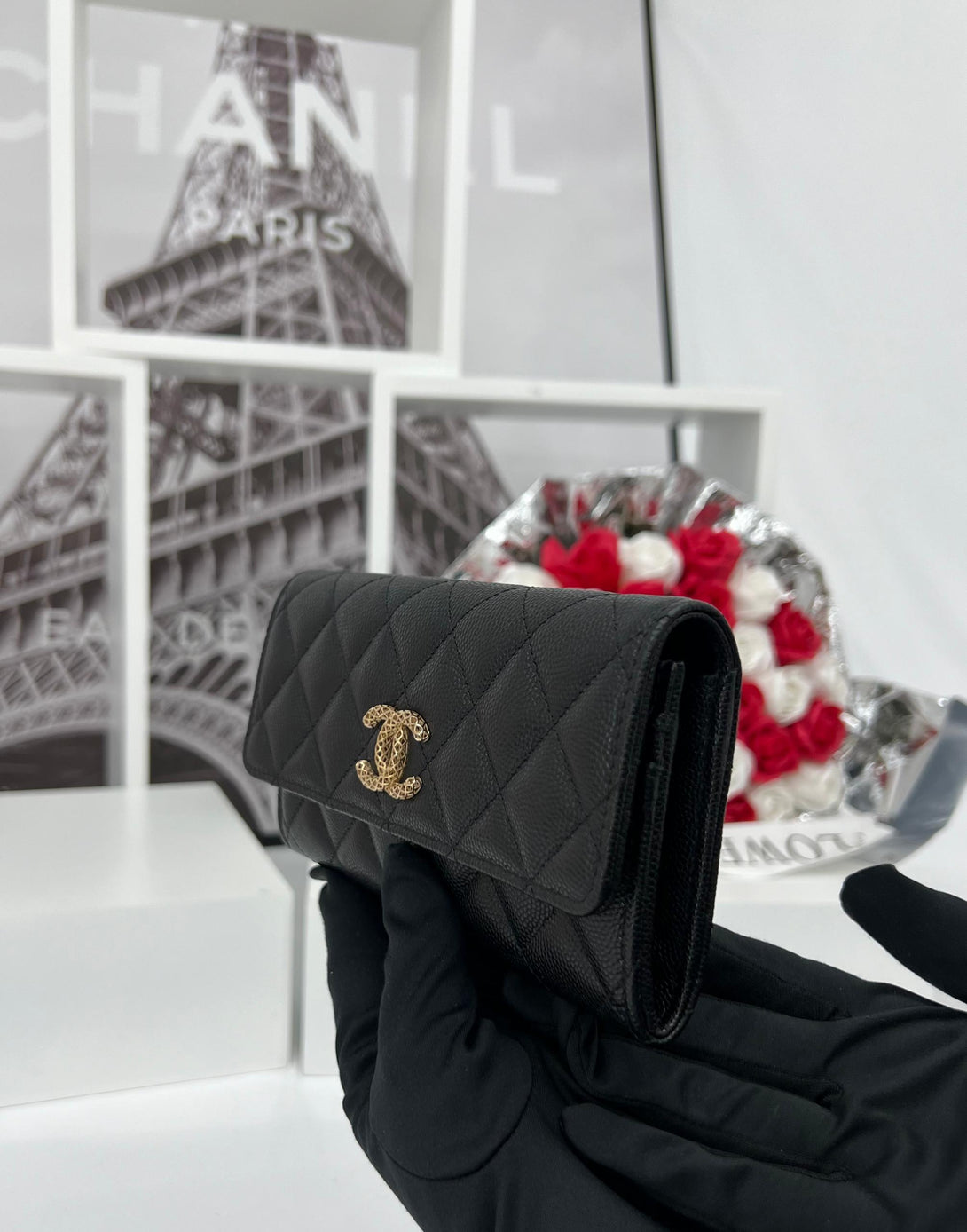 CHANEL As New Black Caviar Wallet For Lady- Full Set - Reeluxs 