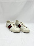 GUCCI Ace White Leather Lace Up Sneaker Blue, Red Stripe Men's Shoes Size 7