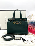 GUCCI ZUMI HANDBAG DARK GREEN GRAINED LEATHER - Reeluxs 
