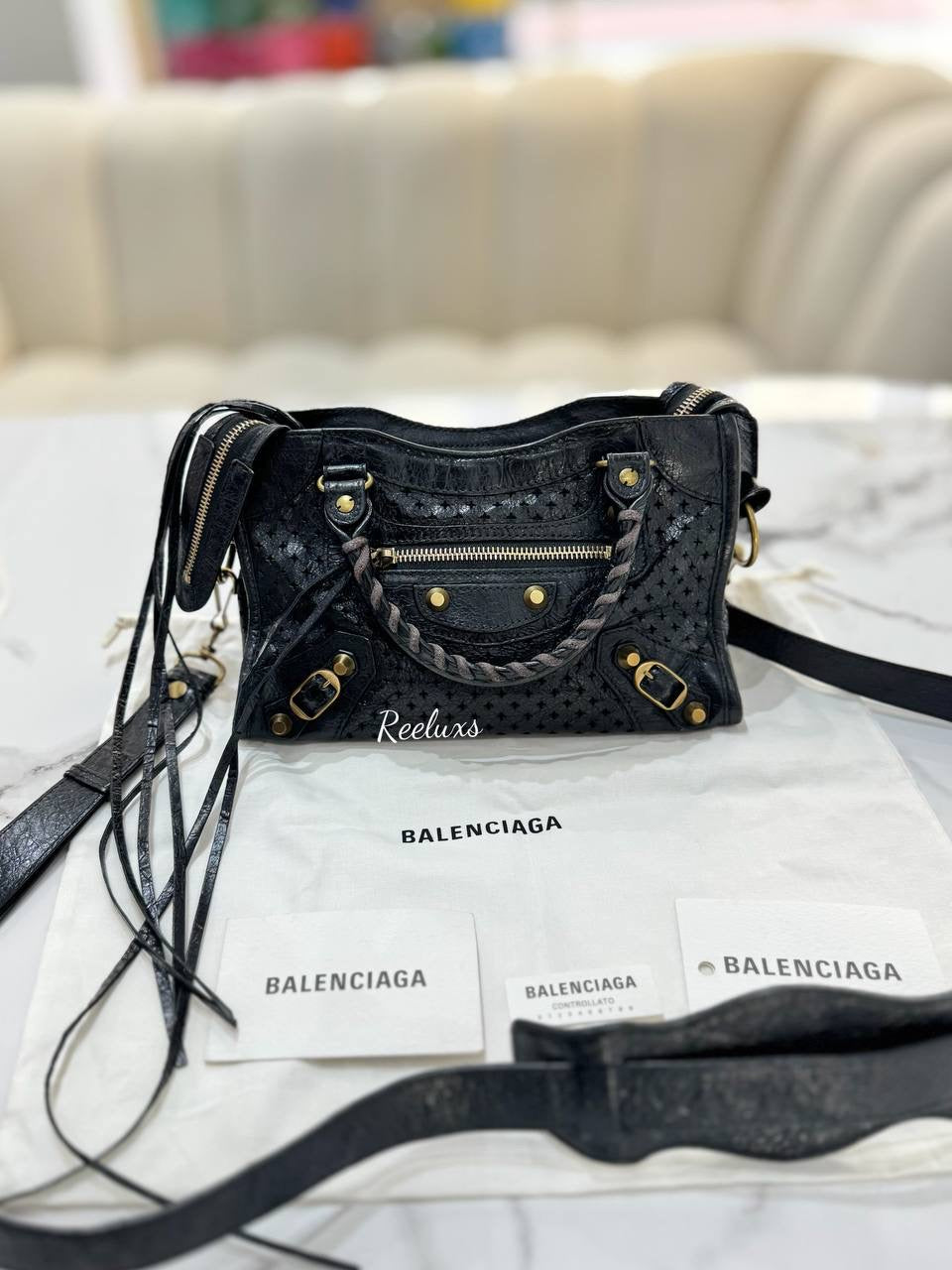 BALENCIAGA Classic City Perforated Mini Satchel Bag