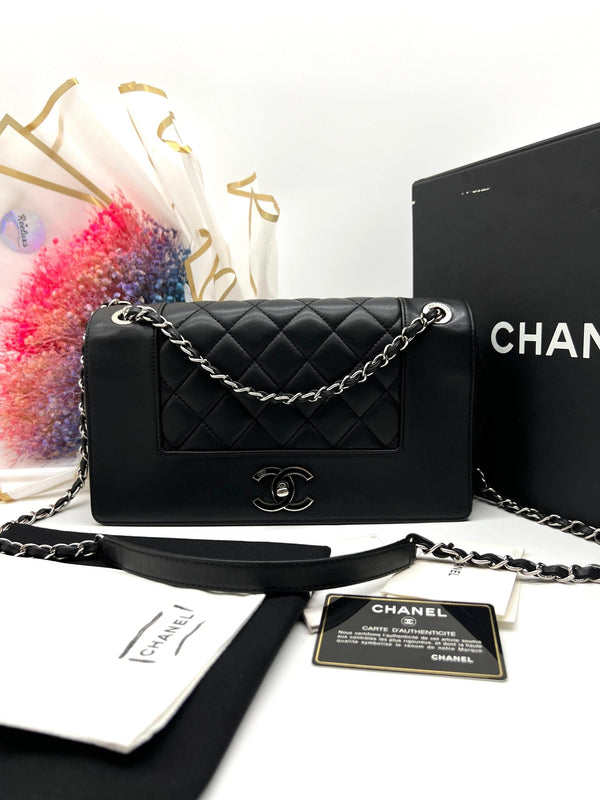 Full Set As New CHANEL Mademoiselle Vintage Flap Bag Quilted Sheepskin For Women's Shoulder Bag - Reeluxs 