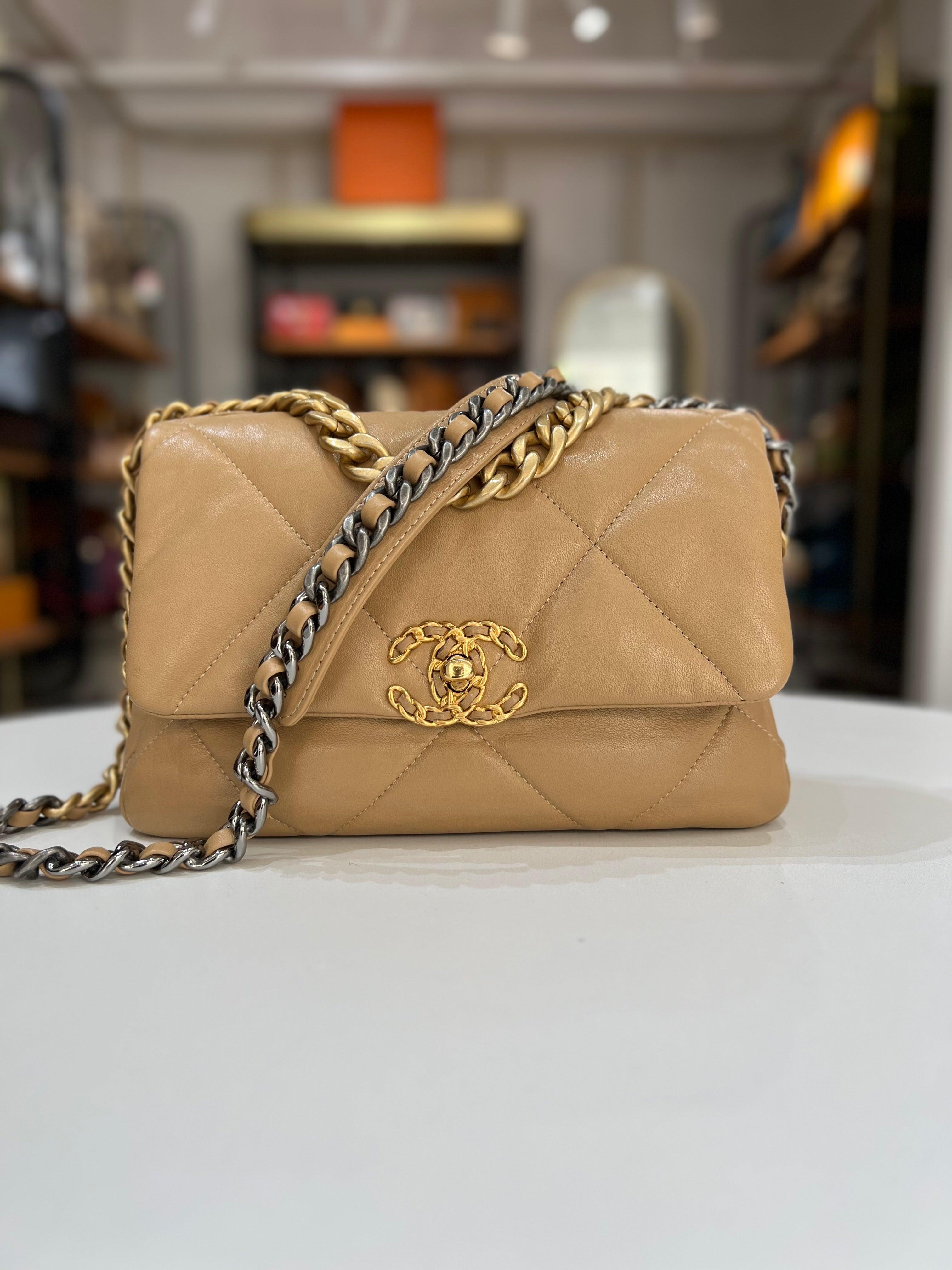 CHANEL 19 Lambskin Beige Color With GHW & SHW Women Shoulder Bag - Reeluxs 