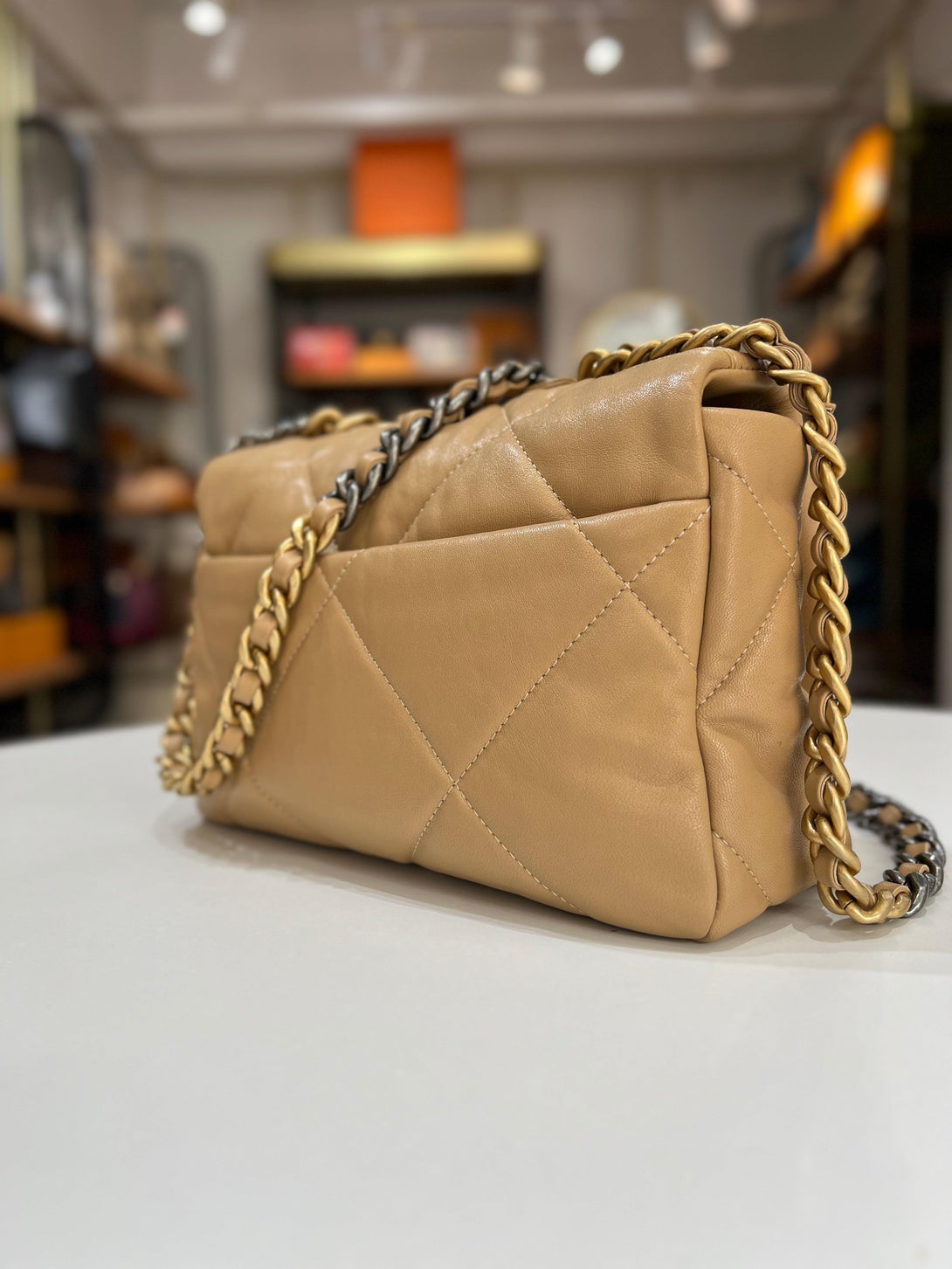 CHANEL 19 Lambskin Beige Color With GHW & SHW Women Shoulder Bag - Reeluxs 