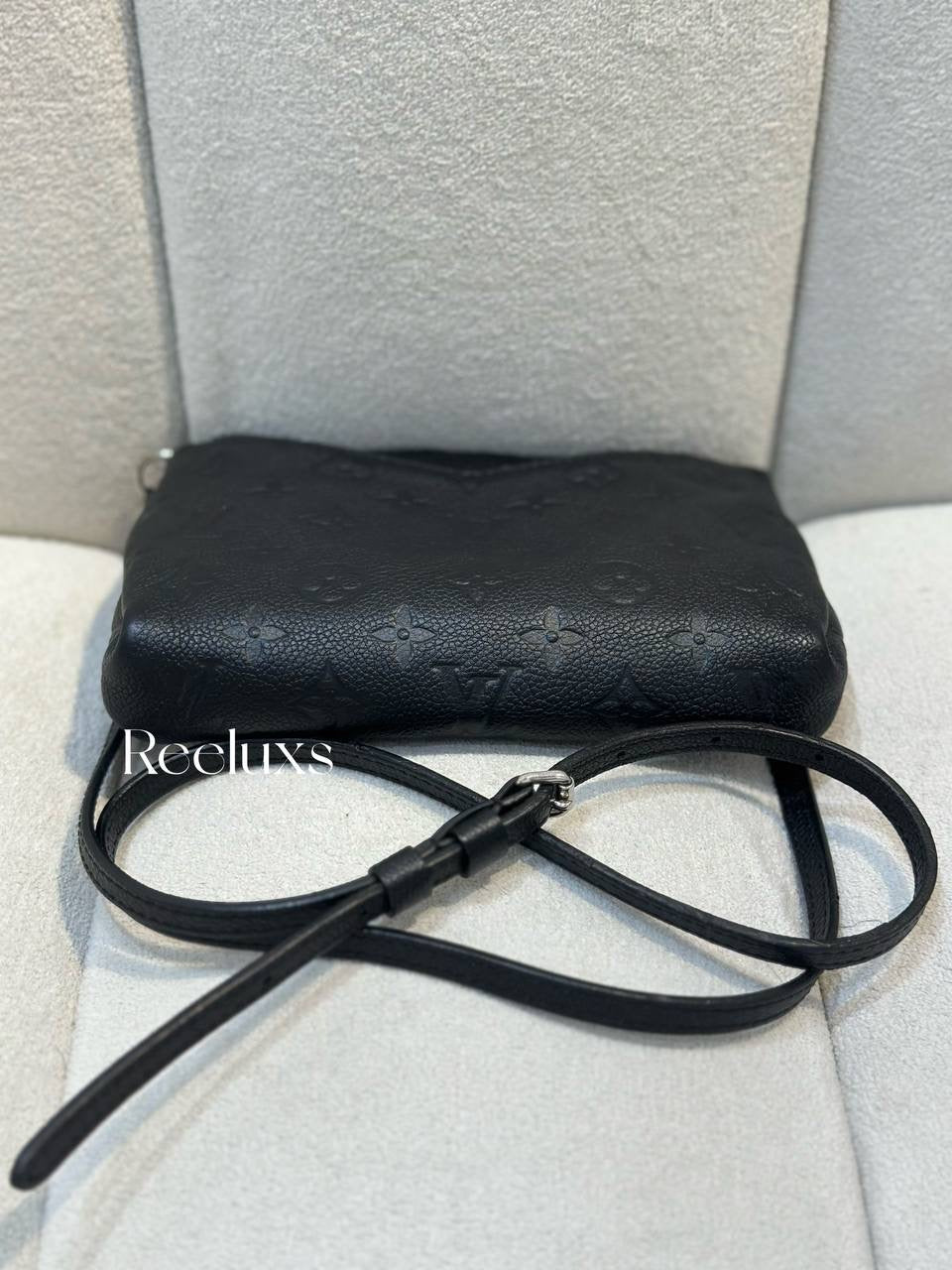 LOUIS VUITTON LV Black Monogram Empreinte Leather Pallas Pochette Crossbody Bag