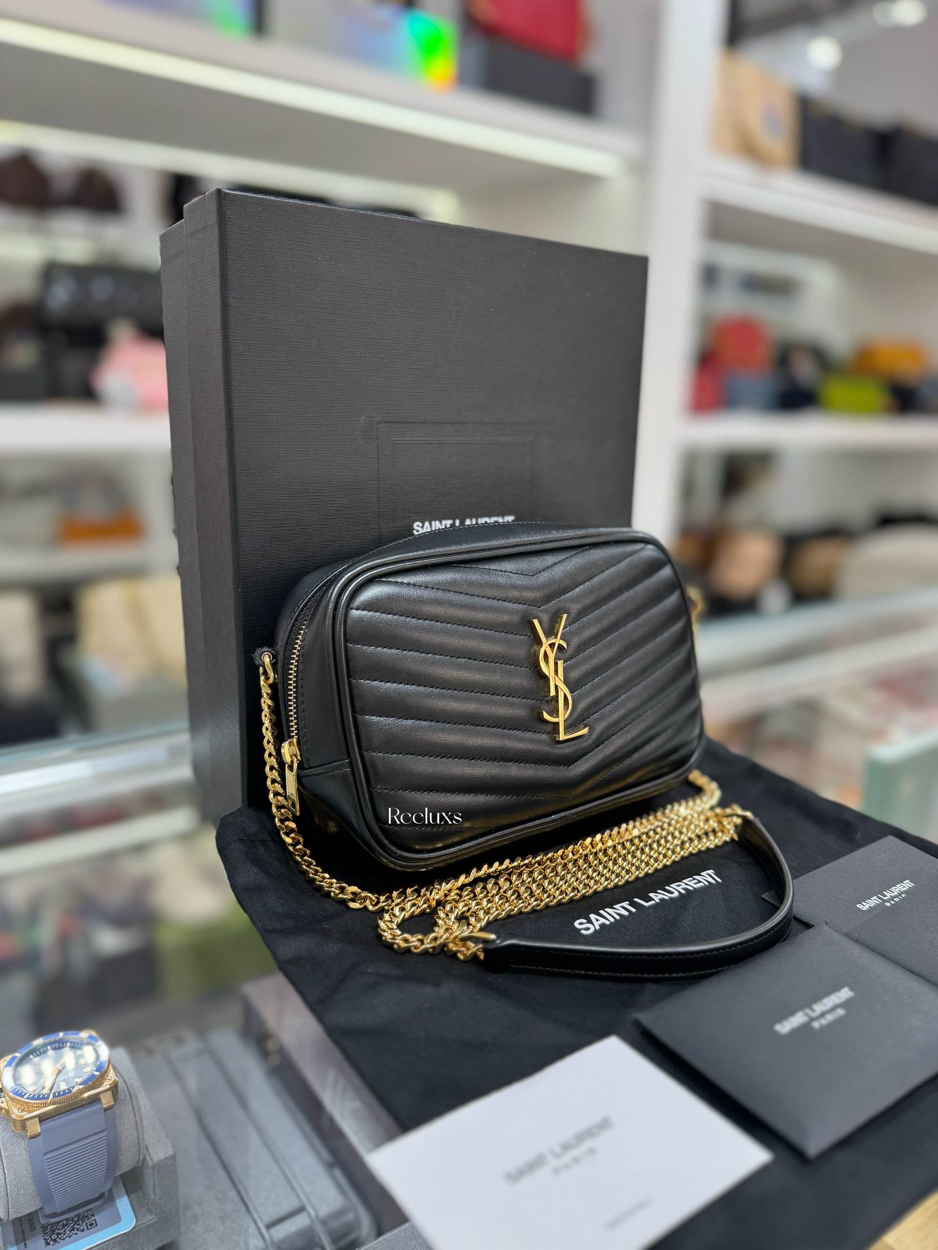 YSL SAINT LAURENT Mini Lou Camera Bag In Quilted Leather