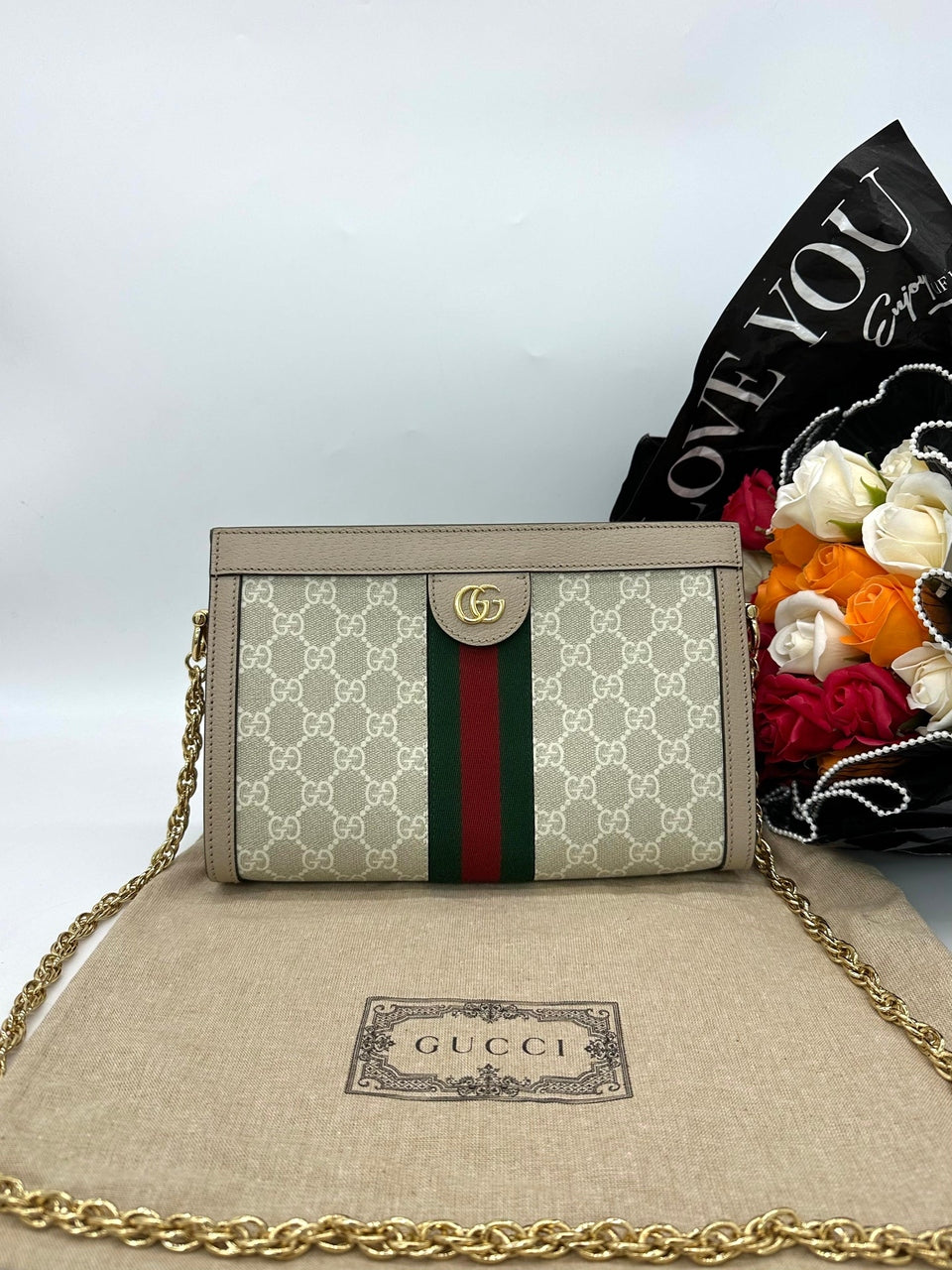 GUCCI Ophidia GG Small Chain Sling Bag For Lady - Reeluxs 