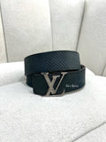 LOUIS VUITTON LV Initiales Silver Buckle Reversible Belt In Damier Graphite