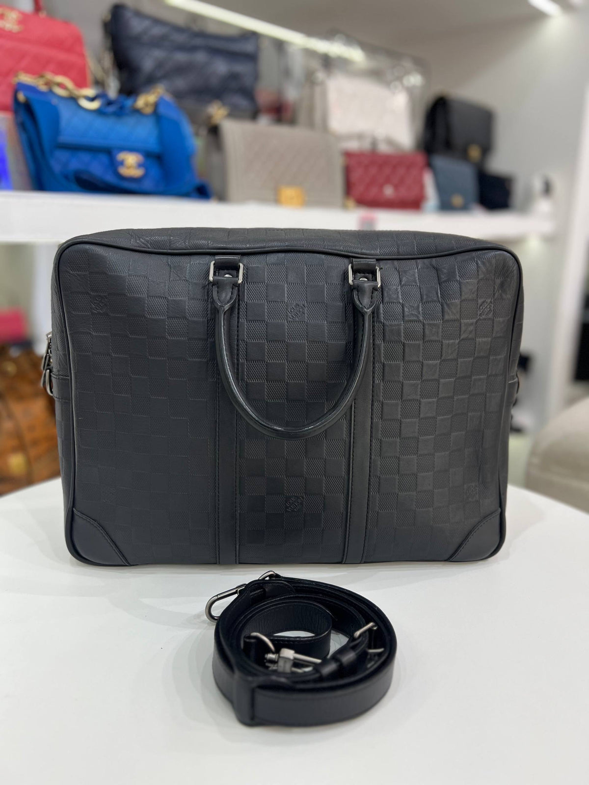 LOUIS VUITTON LV Porte-Documents Voyage Black Damier Infini Leather Briefcase