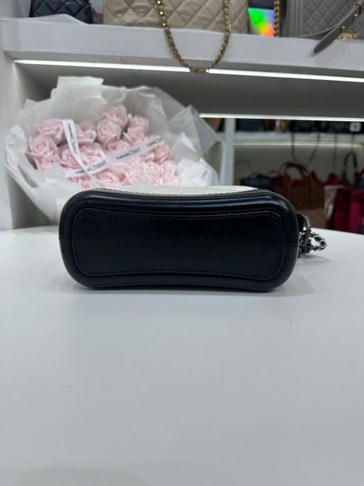 Full Set CHANEL Small Gabrielle Hobo Quilted Calfskin Black White Bag