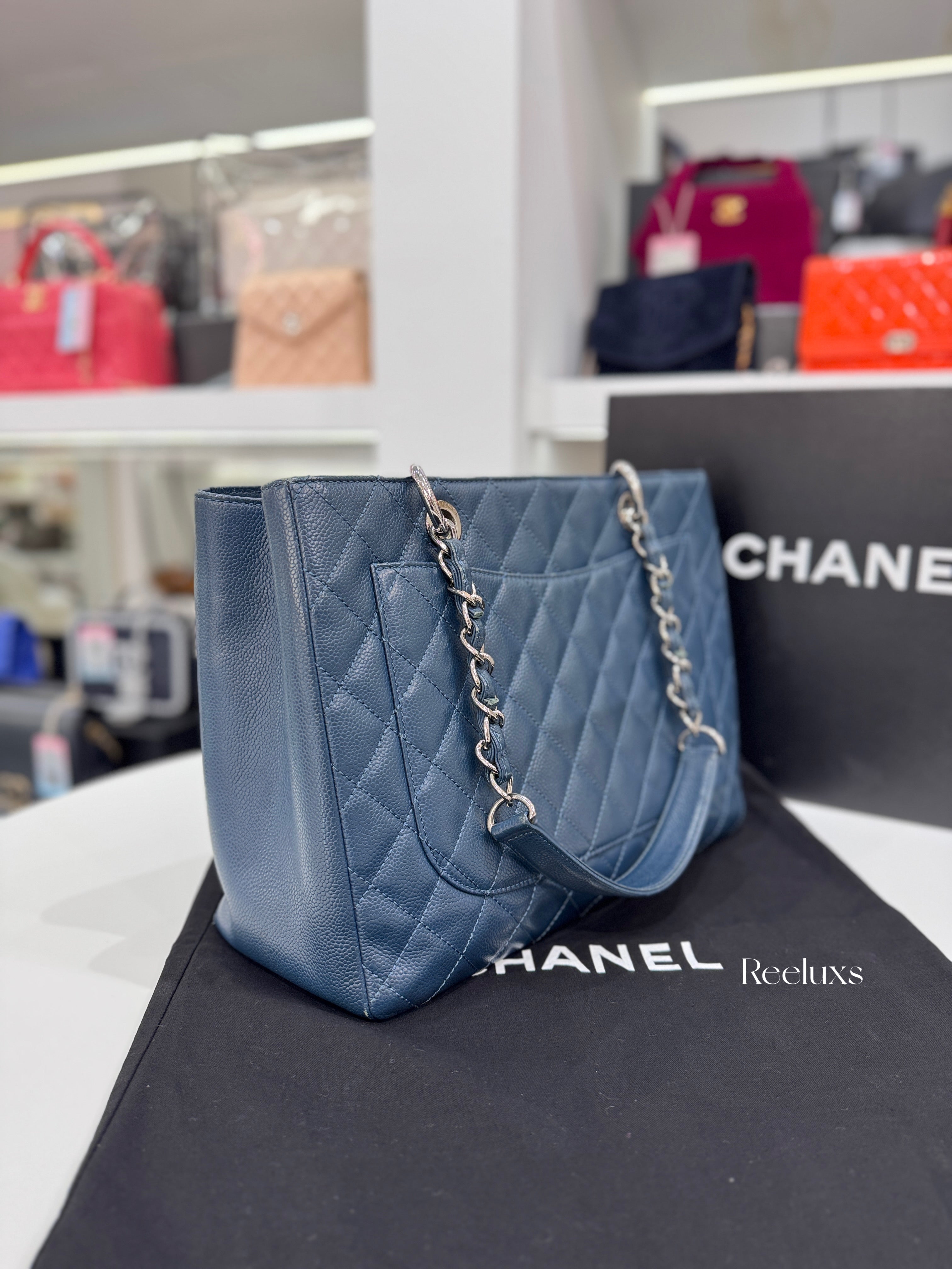 CHANEL Grand Shopping Tote Caviar Leather with Silver-Tone Hardware