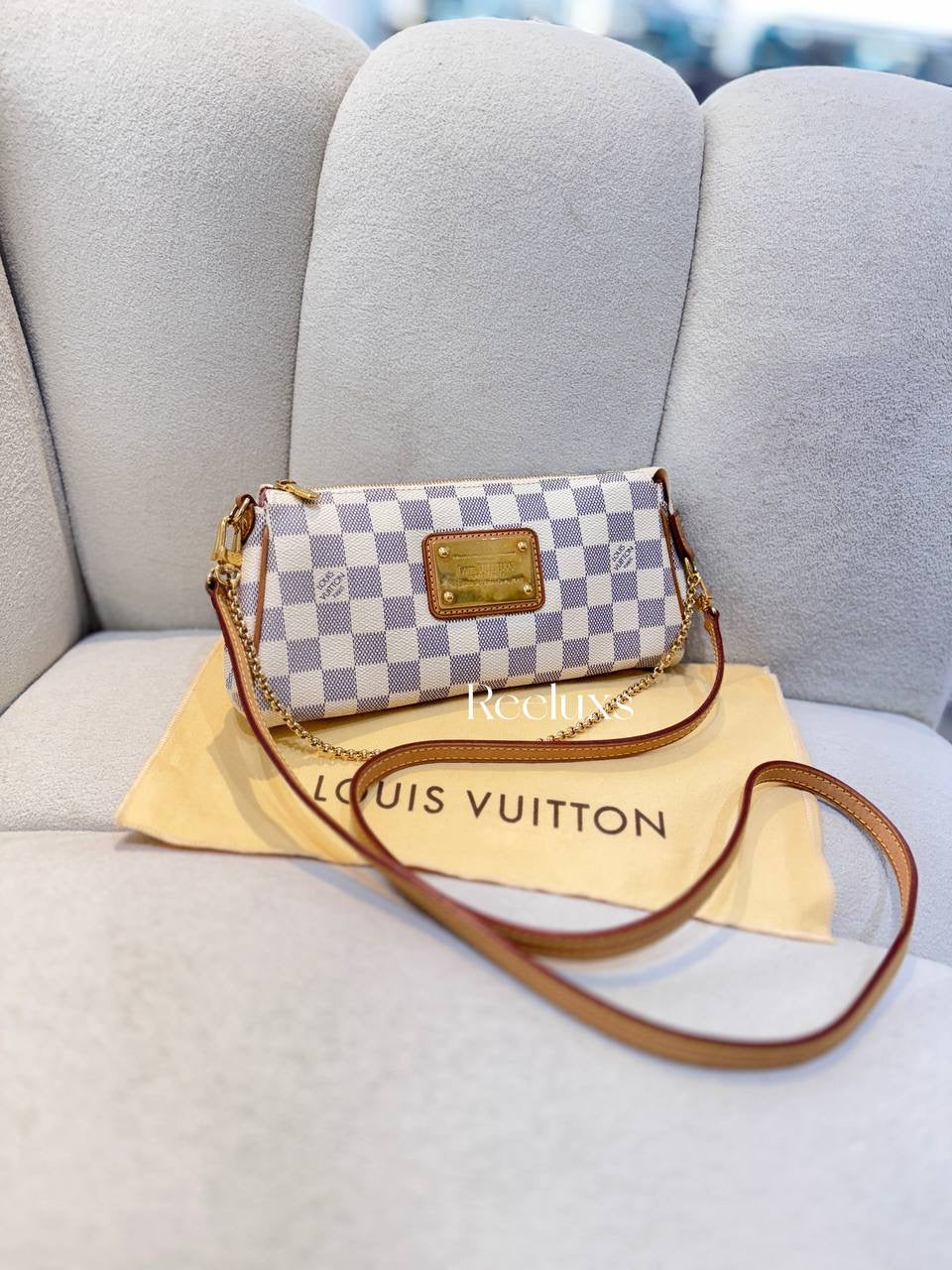 LOUIS VUITTON LV Damier Azur Eva Satchel Shoulder Bag