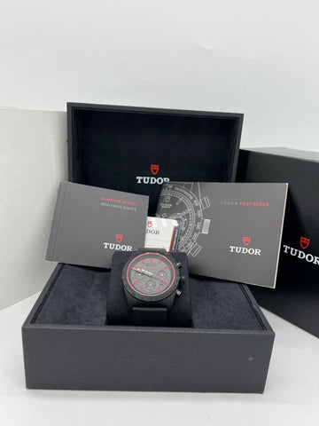 TUDOR Fastrider Black Shield Black Dial Black Rubber Men's Watch - Reeluxs 