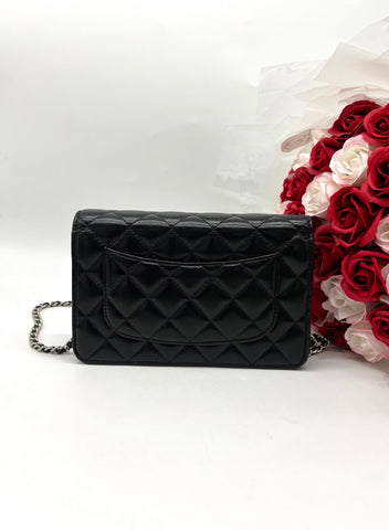 CHANEL Black Lambskin Wallet on Chain - Reeluxs 