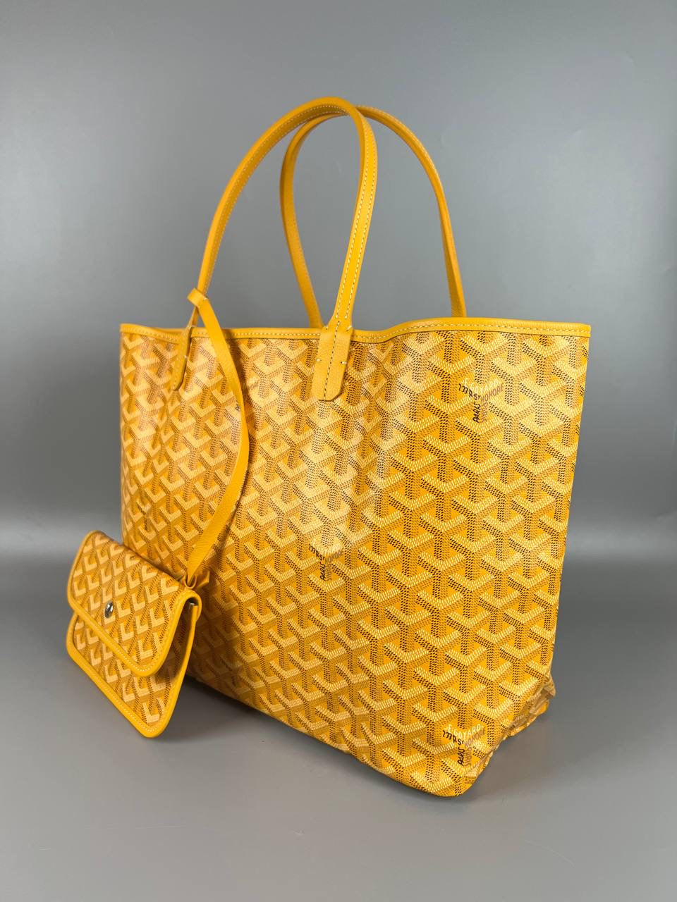 GOYARD Yellow Chevron St Louis PM Tote Bag with Pouch