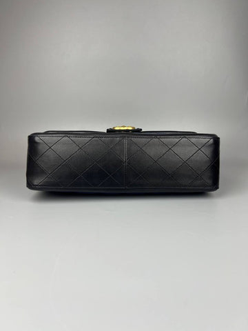 CHANEL Elegant CC Flap Bag Navy Black Quilted Medium