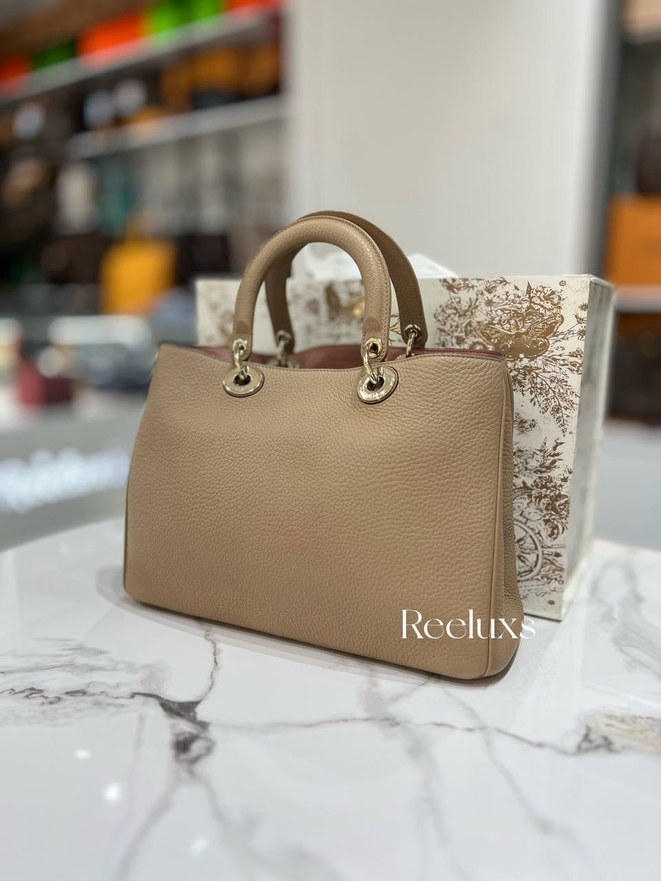 CHRISTIAN DIOR Diorissimo Medium Beige Leather