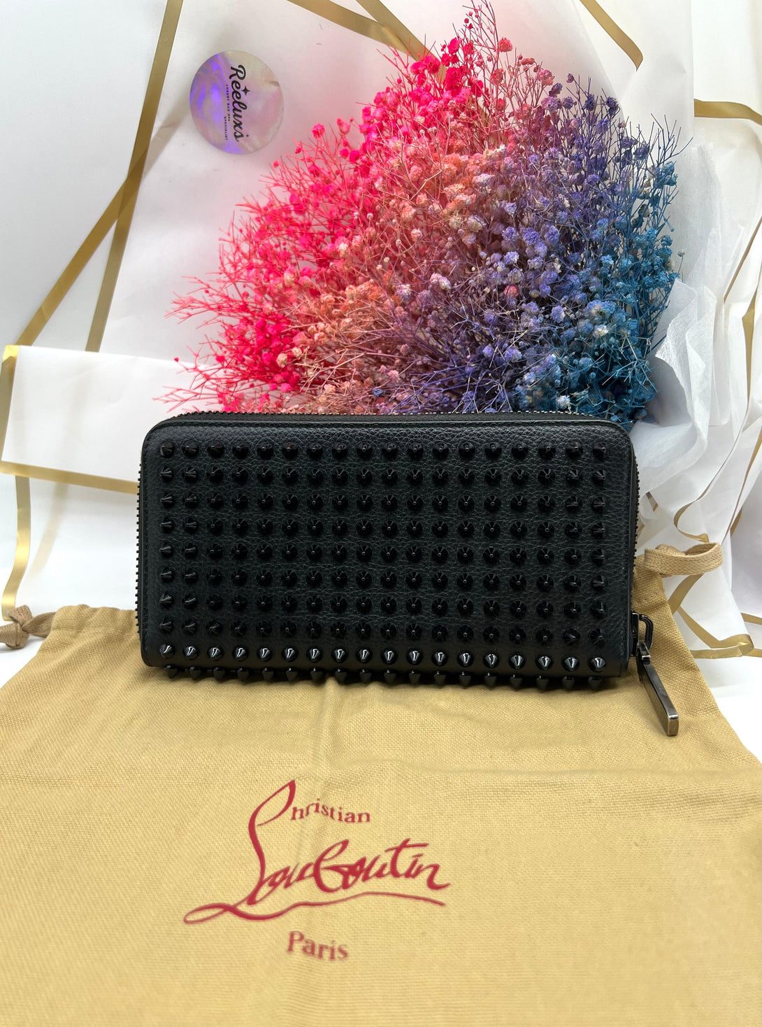 CHRISTIAN LOUBOUTIN Panettone Spike Leather Zippy Around Long Wallet - Reeluxs 