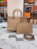 CHRISTIAN DIOR Diorissimo Medium Beige Leather