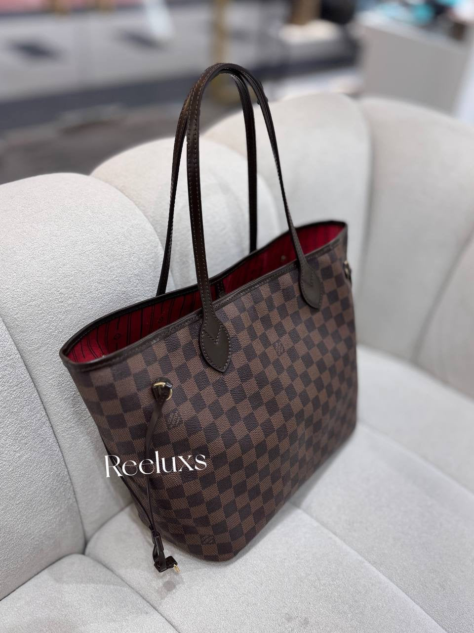 LOUIS VUITTON LV Neverfull MM Tote Bag In Damier Ebene Canvas