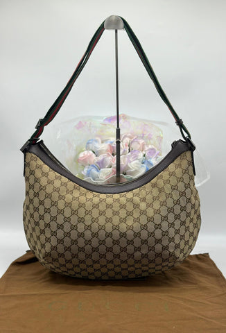 GUCCI GG Canvas Shoulder Bag Beige Brown - Reeluxs 