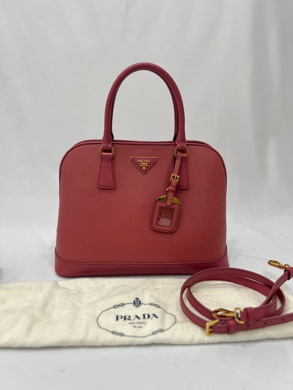 PRADA Saffiano Lux 2way Shoulder Bag Tamaris Pink