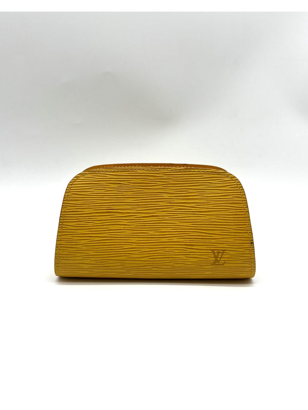 Authentic Louis Vuitton Epi Dauphine Cosmetic Pouch Yellow - Reeluxs 