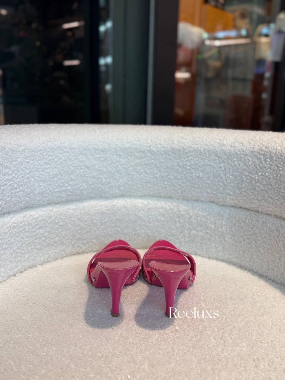 Dior Pink Leather and Beige Canvas Monogram Mules