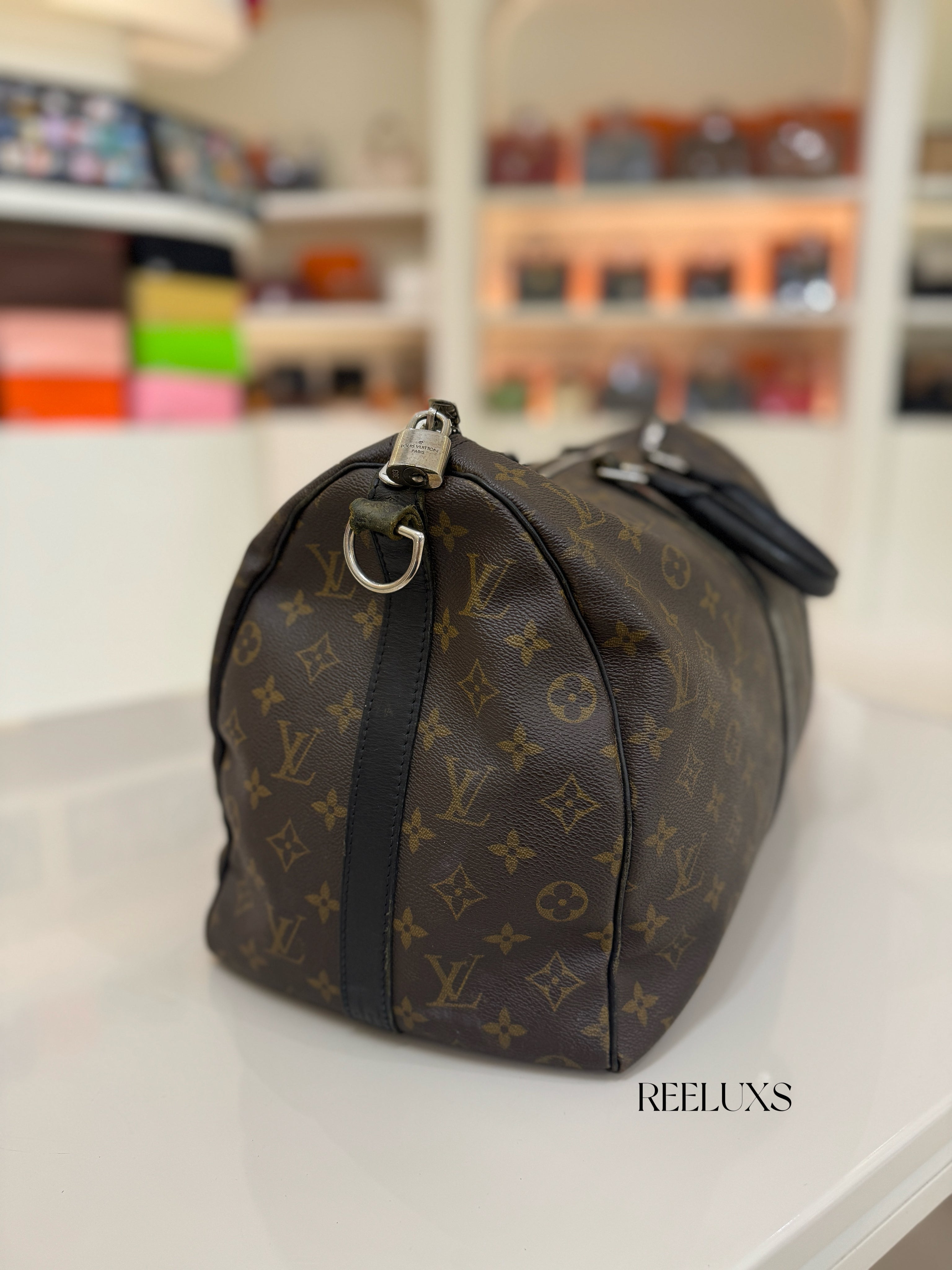 LOUIS VUITTON LV Monogram Macassar Keepall Bandouliere 45