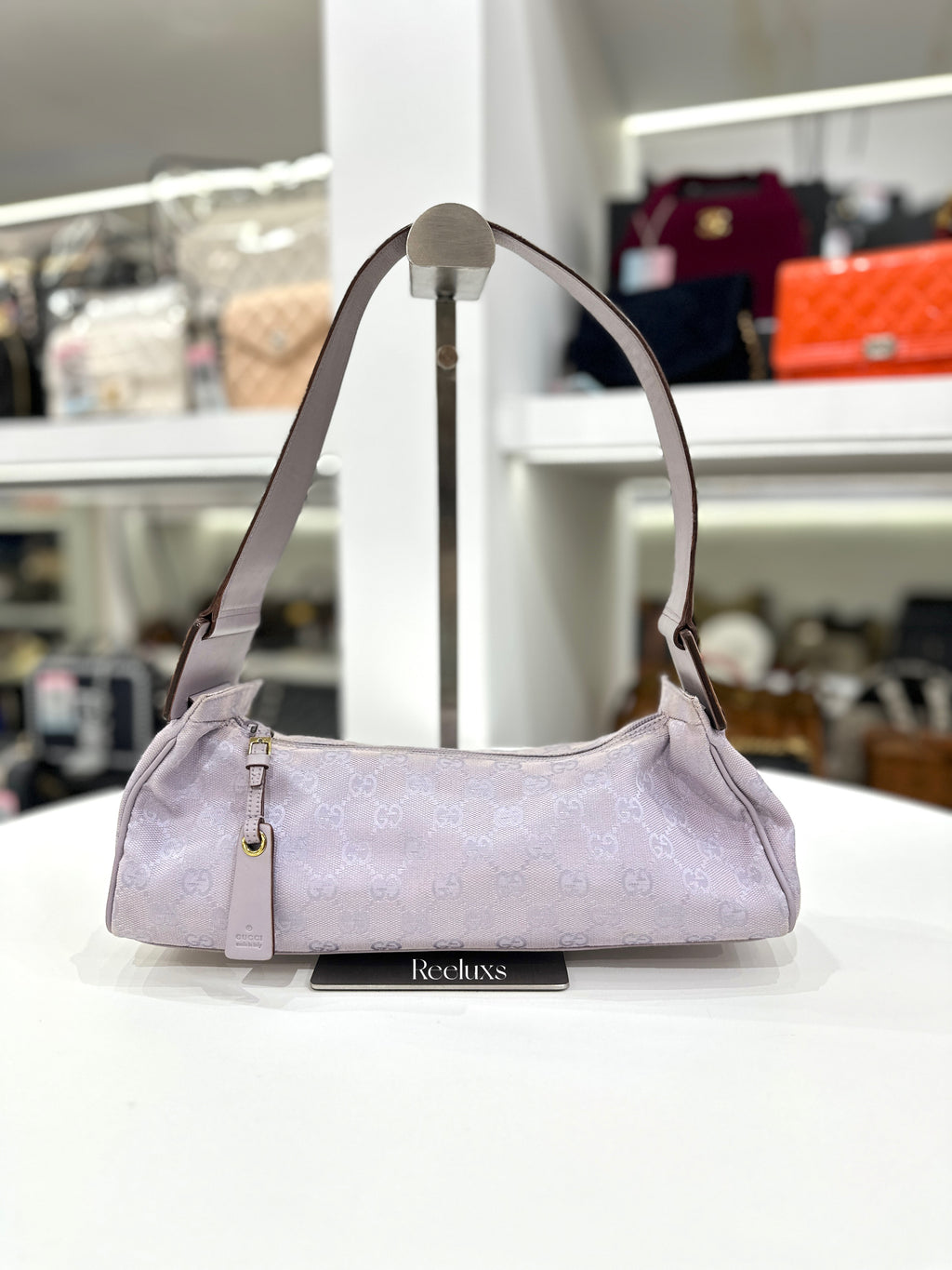 GUCCI GG Monogram Lavender Small Shoulder Bag