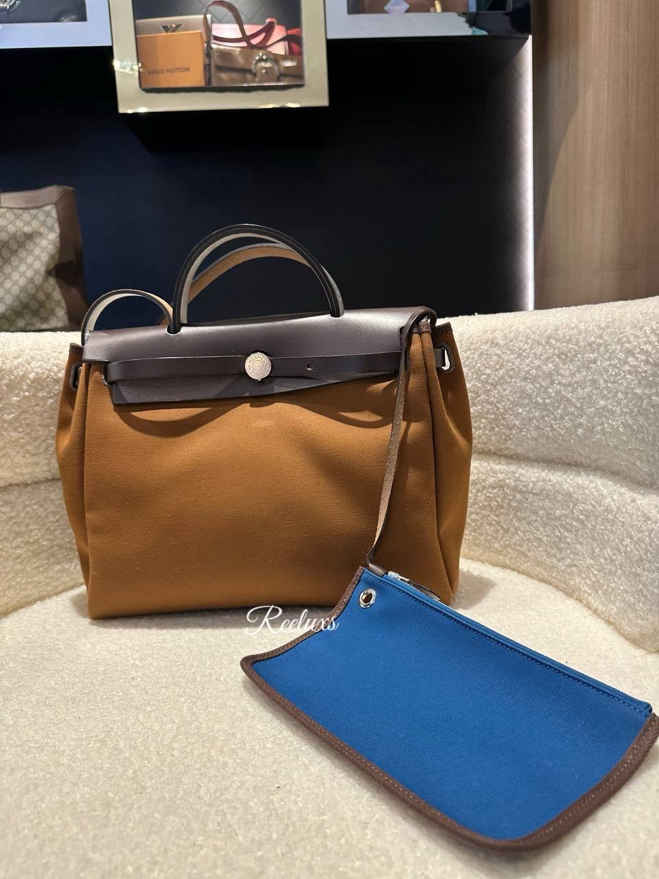 HERMES Herbag Brown With Pouch Handbag / Shoulder Bag - 2 Way