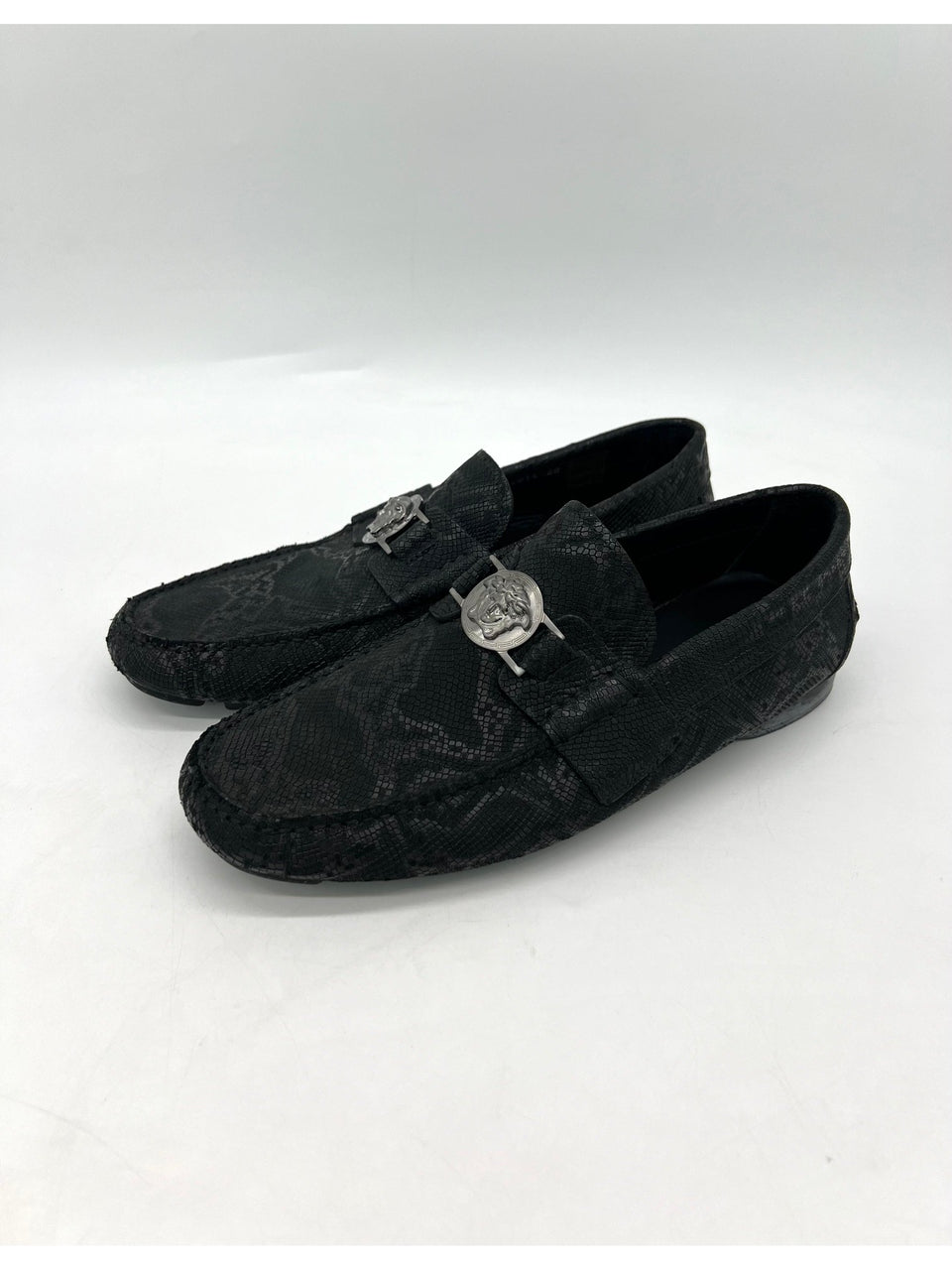 VERSACE BLACK NUBUCK LOAFERS SIZE 40 - Reeluxs 