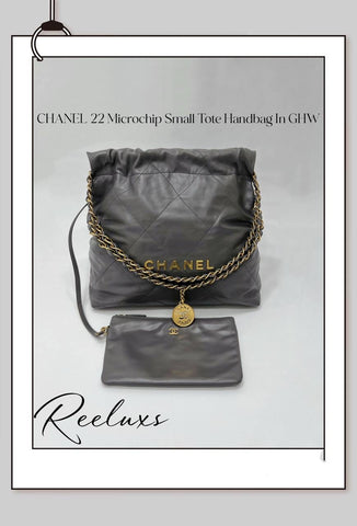 CHANEL 22 Microchip Small Tote Handbag In GHW