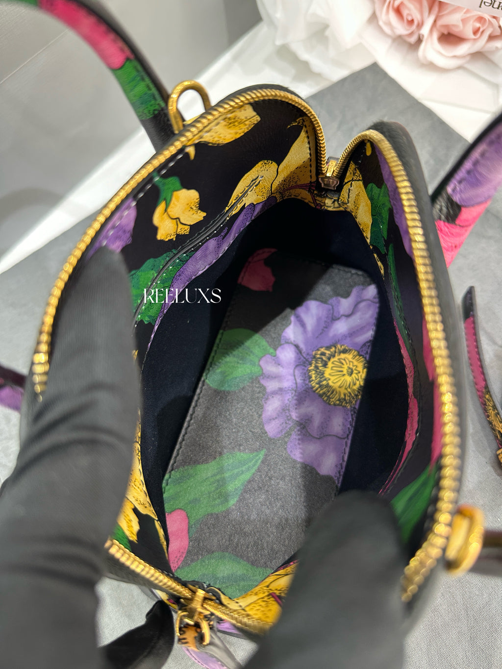 Balenciaga Ville  Multi-Color Lush Floral Print Top Handle Bag