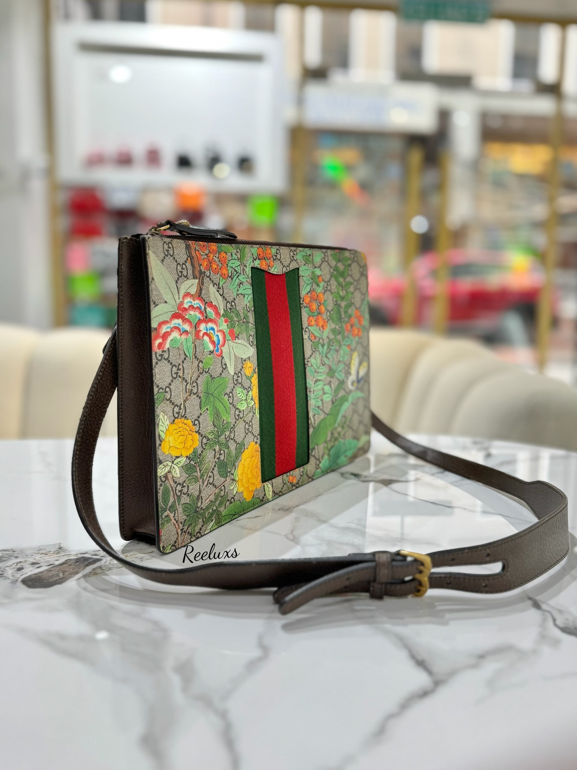 GUCCI Multicolor Tian GG Supreme Canvas and Leather Messenger Bag