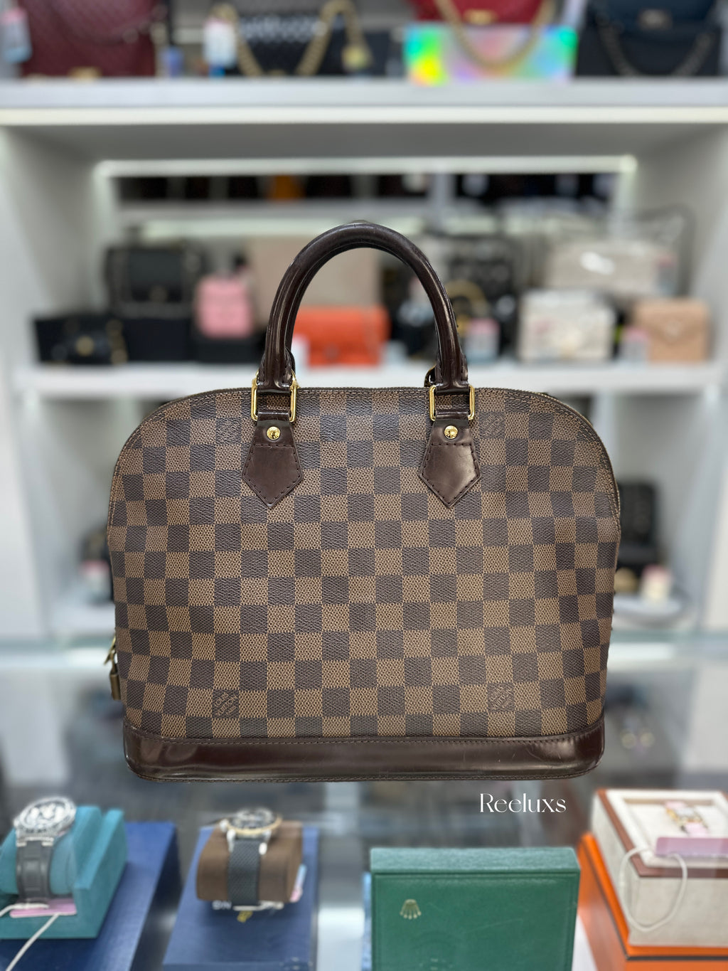 LOUIS VUITTON LV Alma PM Handbag Damier Ebene Canvas
