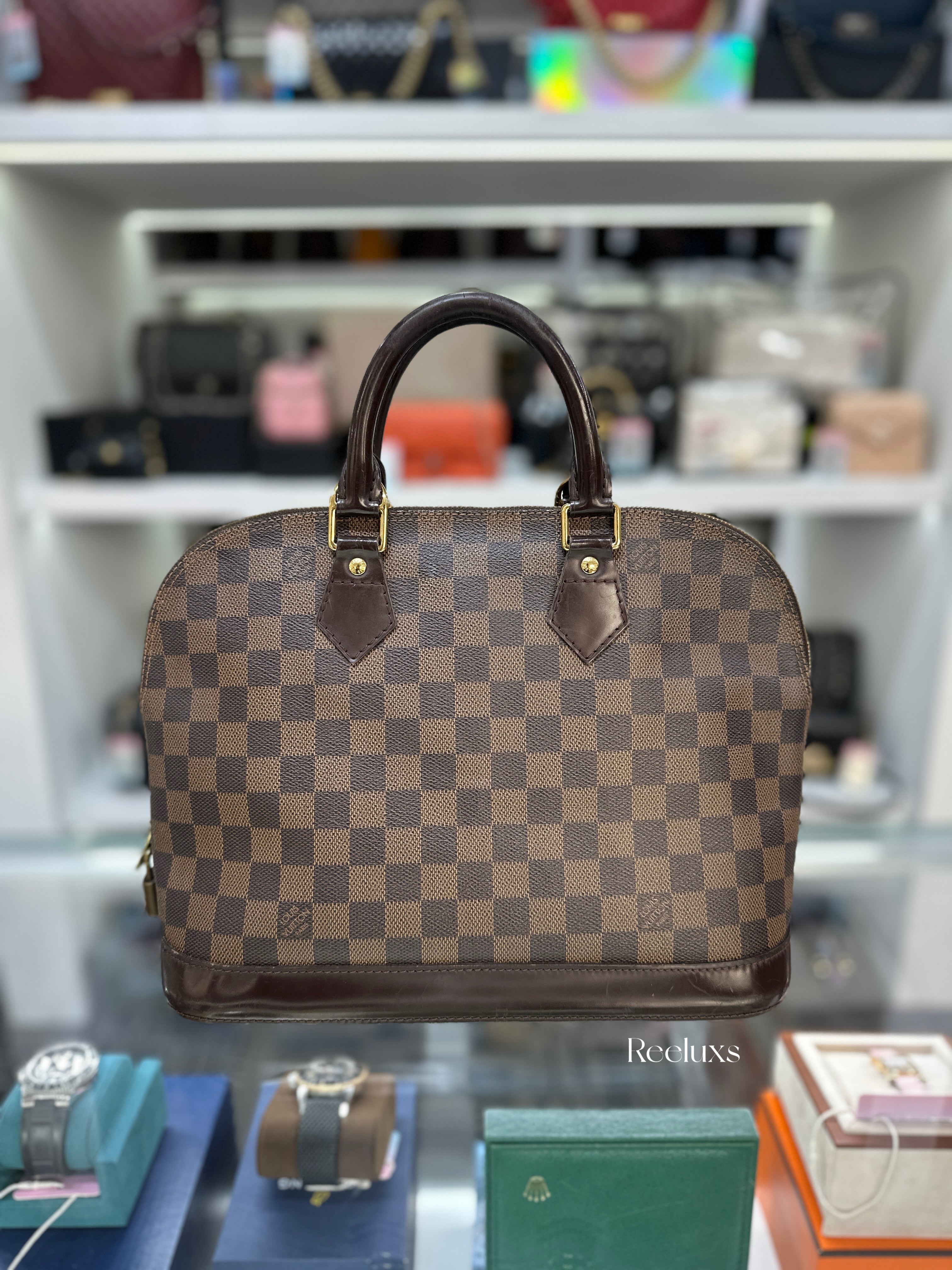 LOUIS VUITTON LV Alma PM Handbag Damier Ebene Canvas