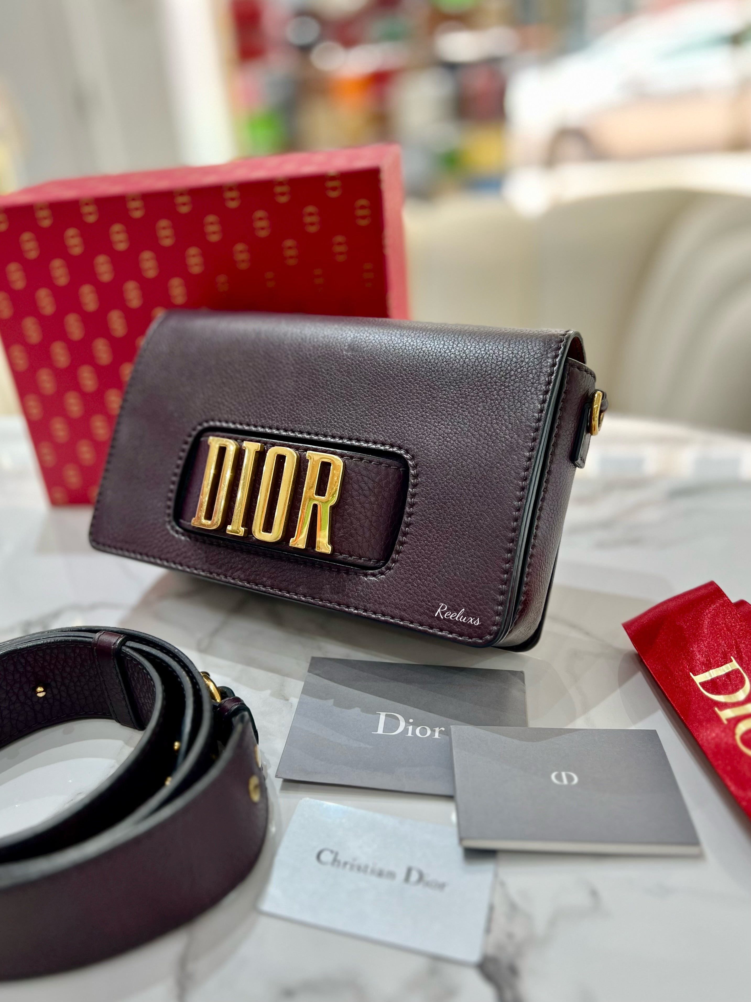 CHRISTIAN DIOR Calfskin Leather Dio( R )Evolution Flap Bag