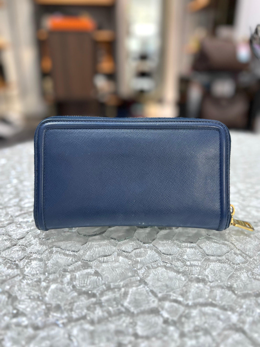 PRADA Blue Zip Leather Long Wallet   - Reeluxs 