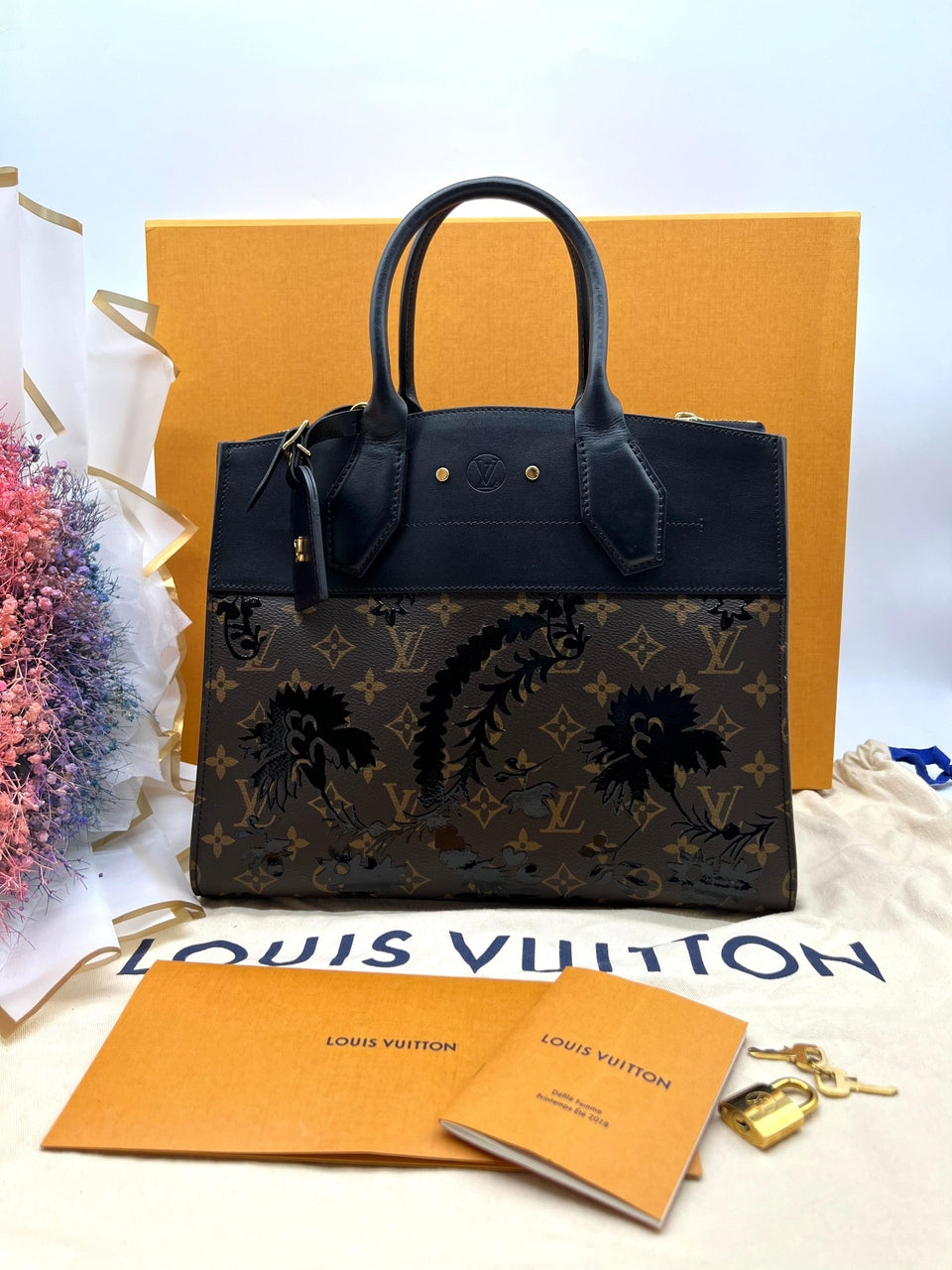 LOUIS VUITTON City Steamer MM Monogram Blossom Canvas Women Hand Bag - Reeluxs 