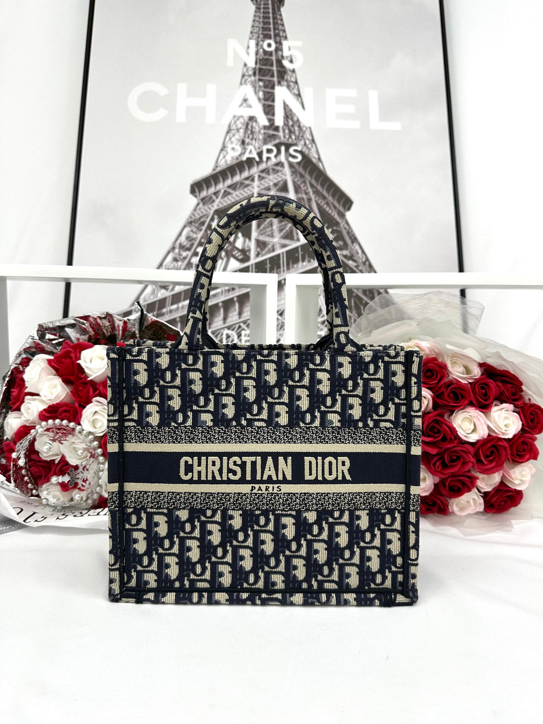 CHRISTIAN DIOR Book Tote Oblique Fabric Small - Reeluxs 