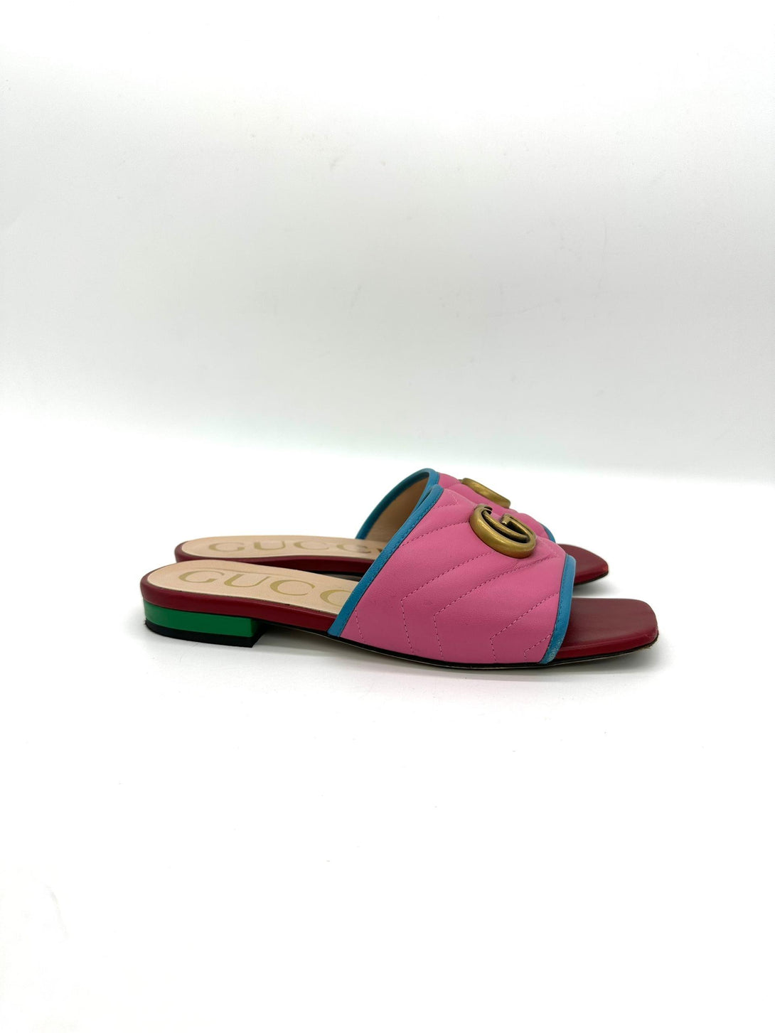 GUCCI Multicolor Quilted Double G Sandals Size 36 - Reeluxs 