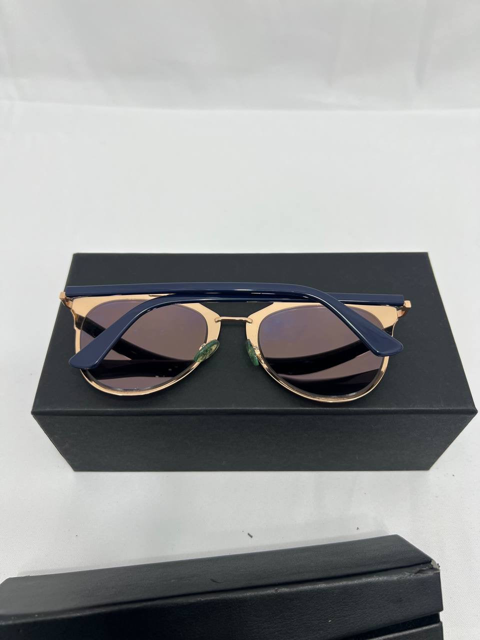 CHRISTIAN DIOR Reflected Double Bridge Aviator Sunglasses Rose Gold with Navy