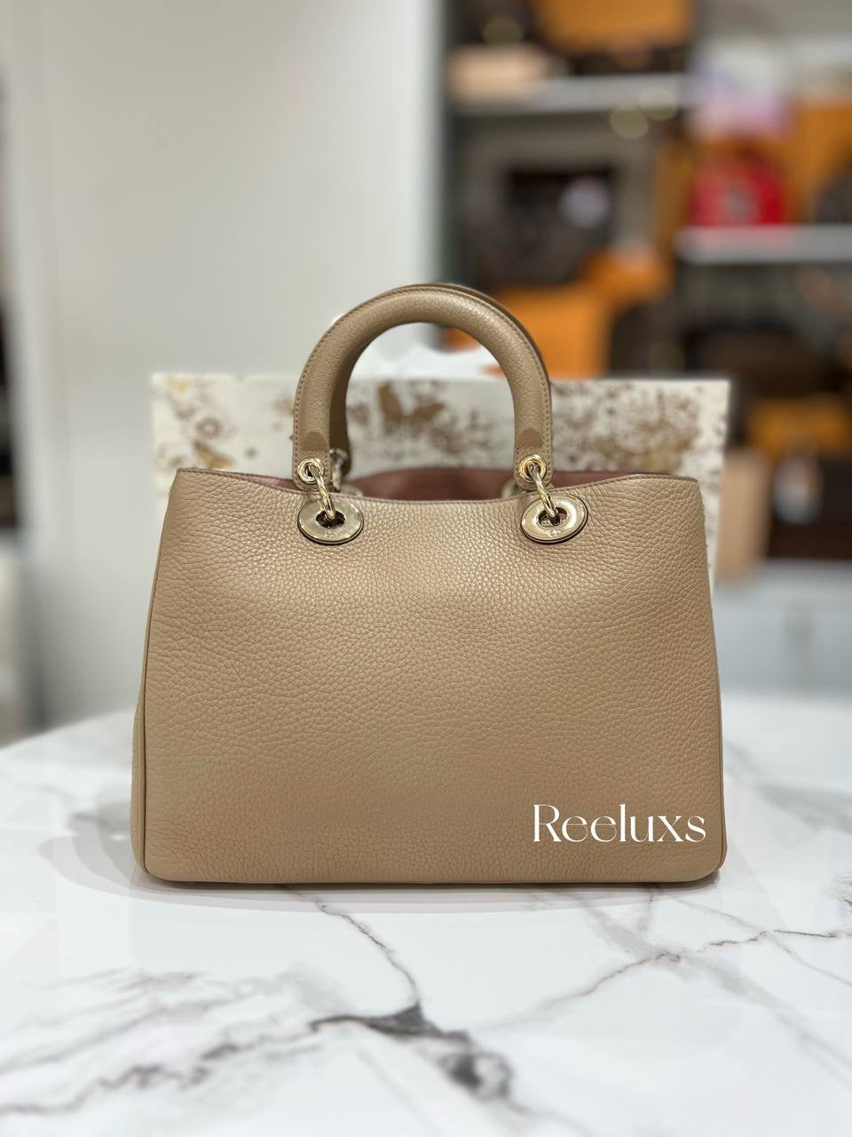 CHRISTIAN DIOR Diorissimo Medium Beige Leather