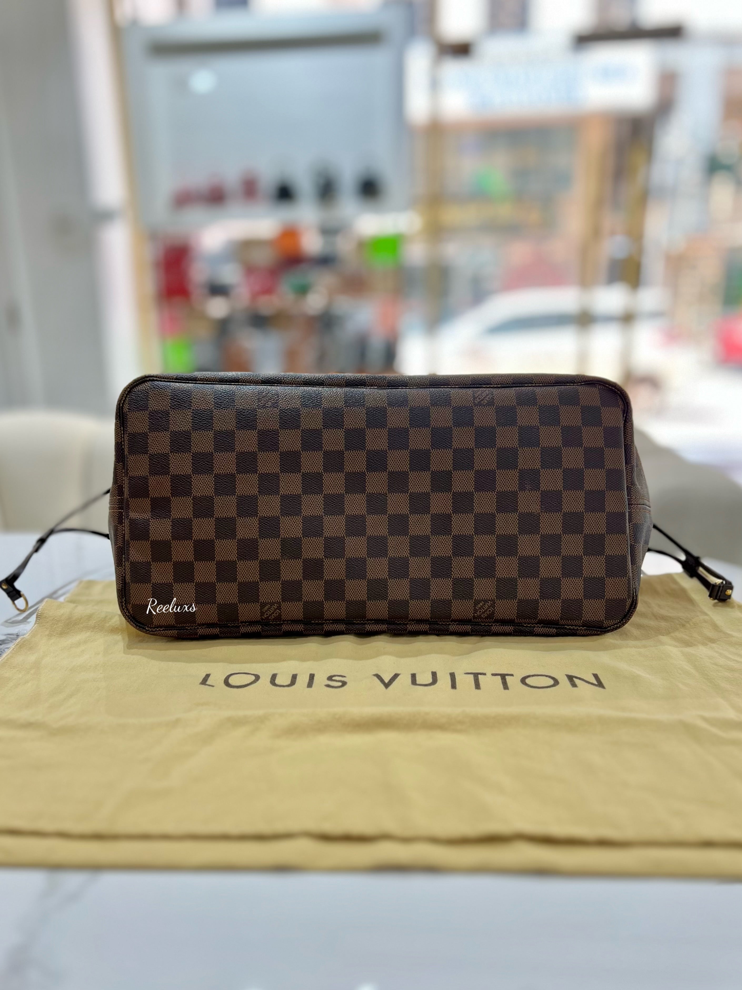 LOUIS VUITTON LV Large Damier Ebene Neverfull GM Tote Bag