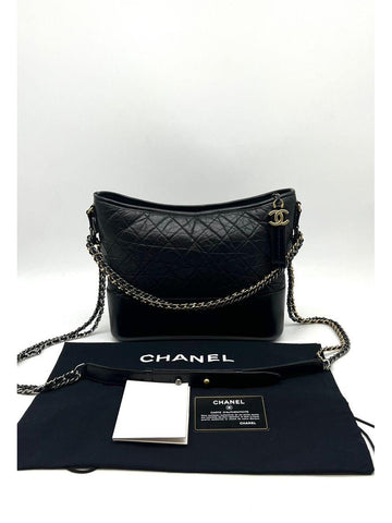 FAST DEAL CHANEL Calfskin Quilted Medium Gabrielle Hobo Black - Reeluxs 