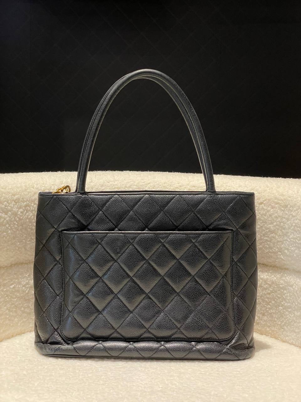 CHANEL Medallion black gold hardware Tote Bag