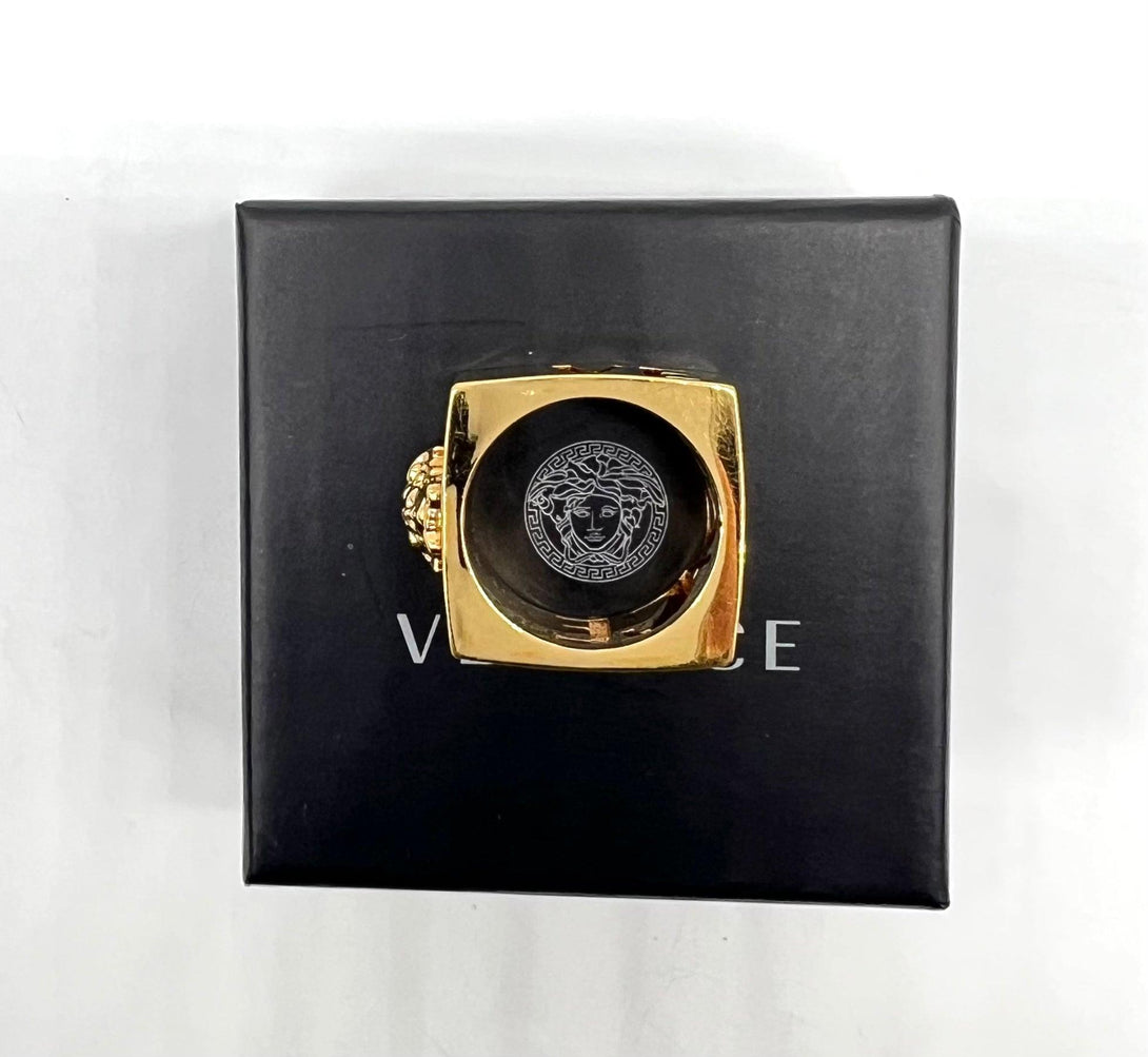 VERSACE Gold Medusa Square Ring - Reeluxs 