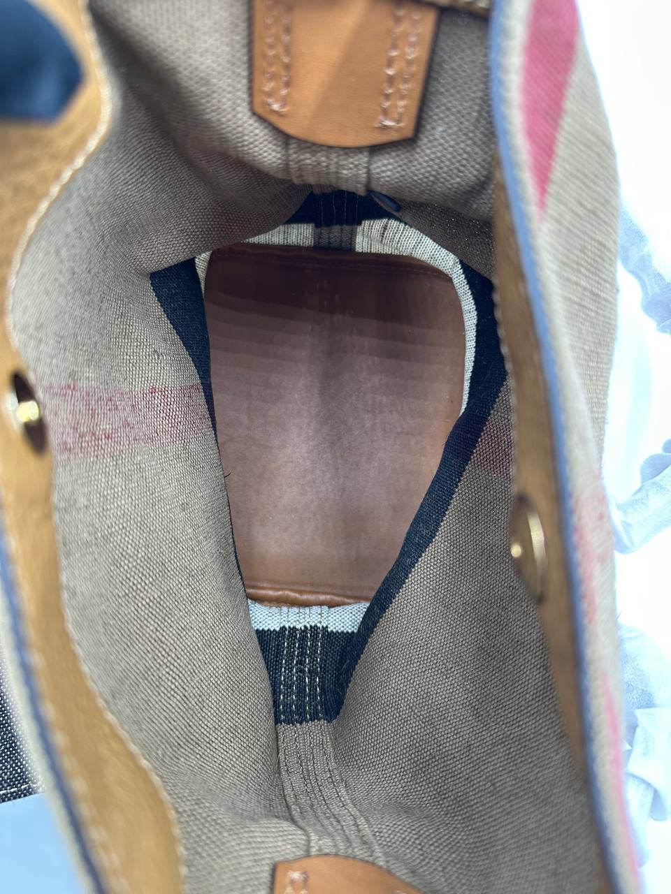 BURBERRY Canvas Mega Check Mini Ashby Hobo Saddle Bag Brown/Beige